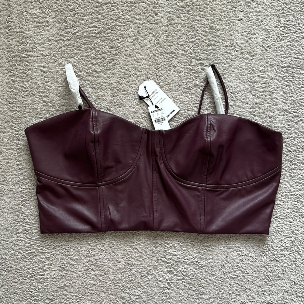 Express faux leather crop top